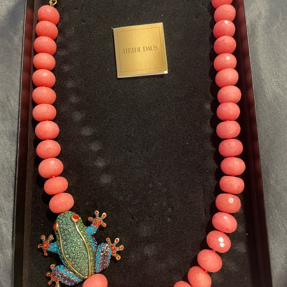 Heidi Daus Coral Beaded Necklace with Frog Pendant - Picture 2 of 6